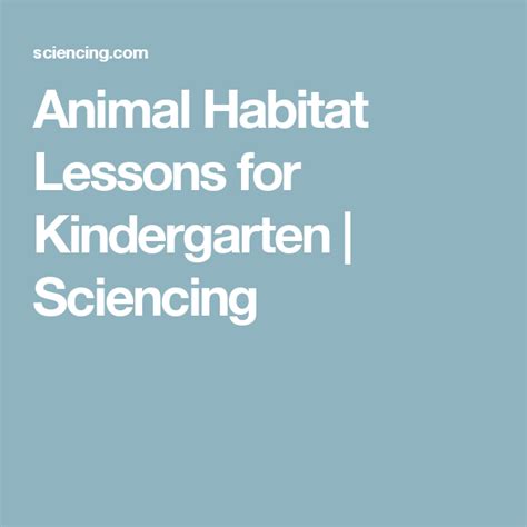 Animal Habitat Lessons For Kindergarten Sciencing Kindergarten Animal Lessons - Kindergarten Animal Lessons