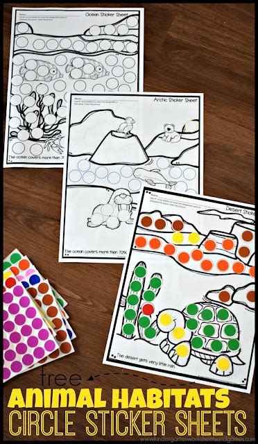 Animal Habitat Worksheets With Circle Stickers For Kindergarten Habitat Kindergarten - Habitat Kindergarten