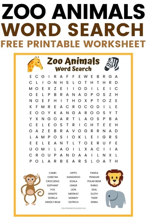 Animal Themed Word Searches Printable Crafts And Activities Animal Wordsearch For Kids - Animal Wordsearch For Kids
