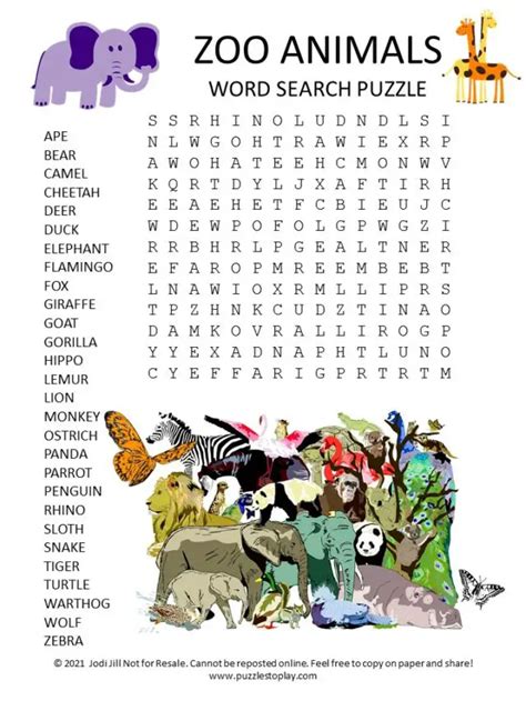 Animal Word Search Puzzle Printable Worksheet Free English Printable Animal Word Search - Printable Animal Word Search