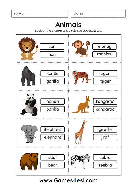 Animal Worksheets Games4esl Kindergarten Animal Characteristic Worksheet - Kindergarten Animal Characteristic Worksheet