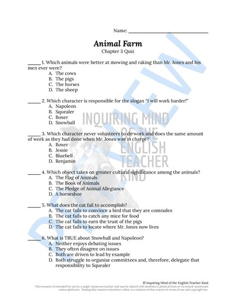 Read Online Animal Farm Questions And Answers Chapter 3 