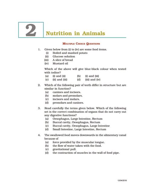 Read Animal Nutrition Past Paper Questions 