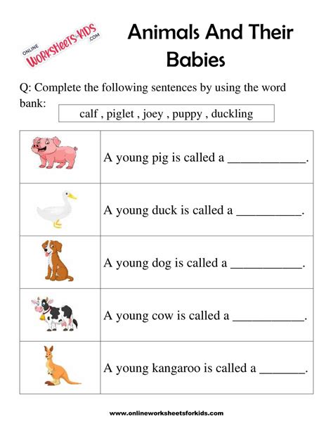 Animals And Their Young Worksheets Simple Animals Worksheet Answers - Simple Animals Worksheet Answers