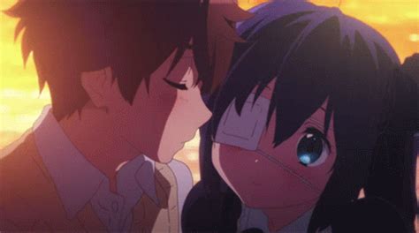 anime cute cheek kiss