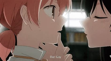 anime lesbian kiss gif
