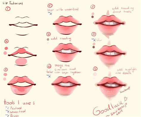 anime lips to draw step by step drawing