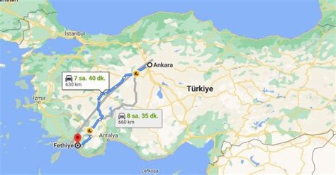 ankara fethiye arası otobüsle kaç saat