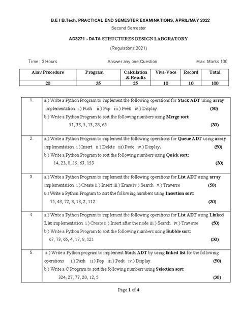 Anna University Data Structures Lab Manual