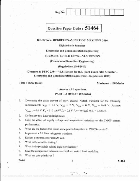 Read Anna University Vlsi Question Paper 