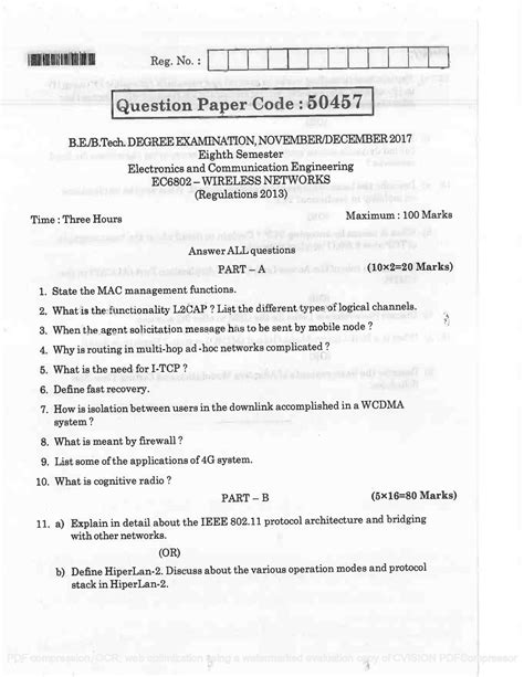 Read Online Anna University Wireless Network Question Paper 