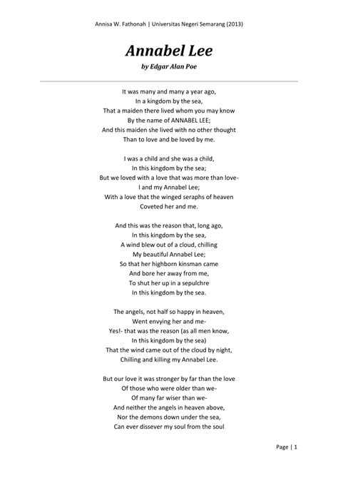 Annabel Lee Pdf