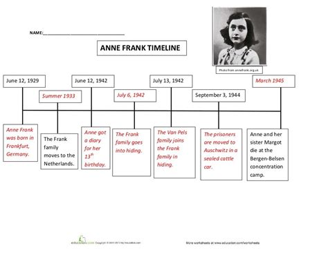 Anne Frank Timeline Worksheet   Lesson Exploring Anne Frank X27 S Diary United - Anne Frank Timeline Worksheet