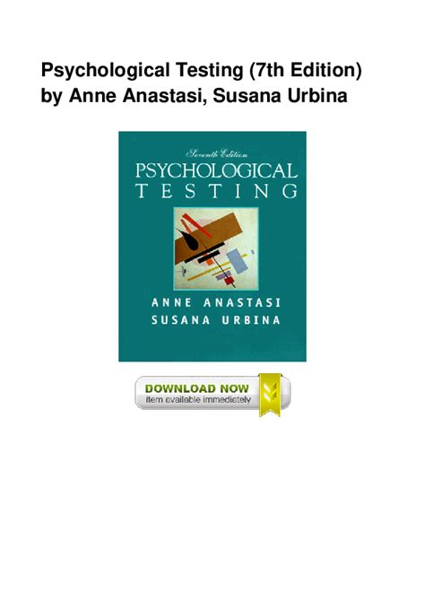 Download Anne Anastasi Psychological Testing Pdf 