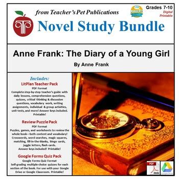 Download Anne Frank Diary Of A Young Girl Litplan A Novel Unit Teacher Guide With Daily Lesson Plans Litplans On Cd 