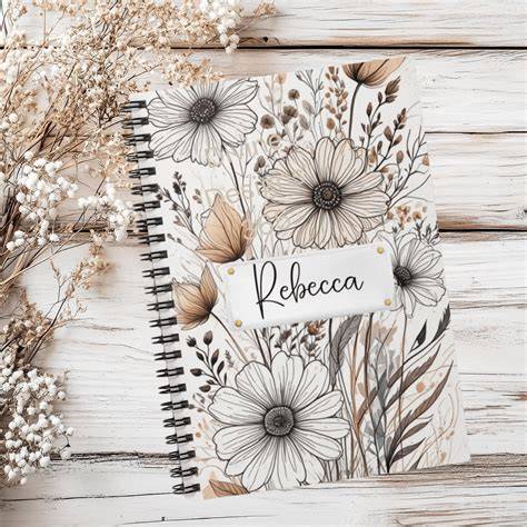 anneke personalized notebook with flowers and fir