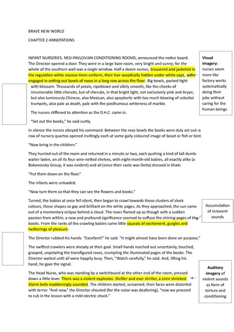 Annotations For Brave New World