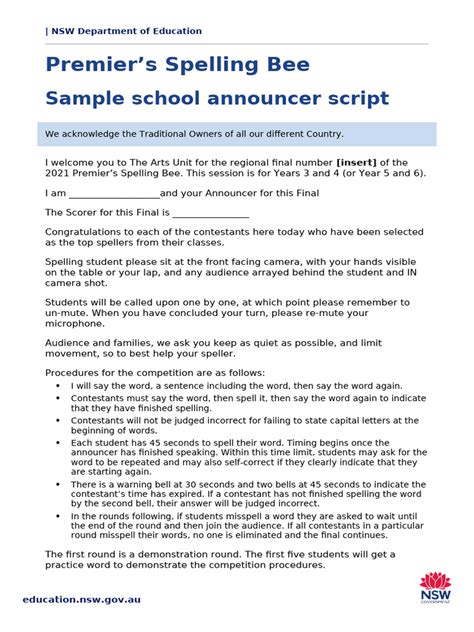 Announcer Script Sample