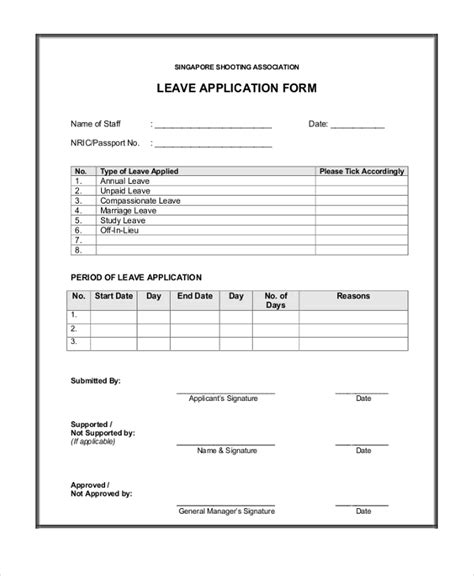 Annual Leave Forms Template