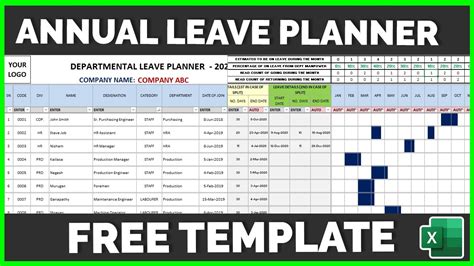 annual leave planning chart excel