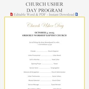 Annual Usher Church Program Template