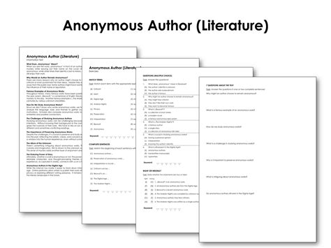 anonymous author biography worksheet answers