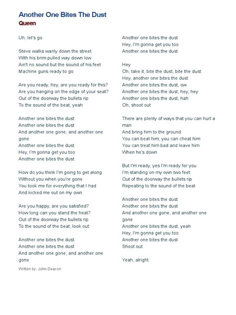Another One Bites Lyrics