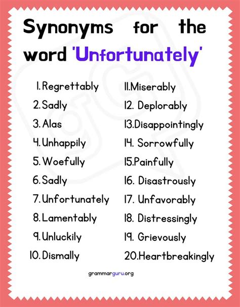 Another Word For Unfortunately