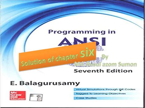 Download Ansi C By Balagurusamy 6Th Edition Solution 