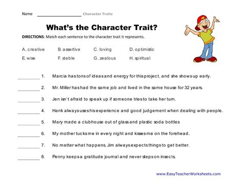 Answer 8211 Kidsworksheetfun Character Traits Worksheet 12 Grade - Character Traits Worksheet 12 Grade
