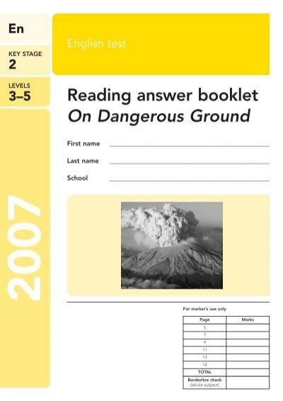 Answer Booklet On Dangerous Ground
