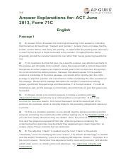 Answer Explanations For Act June 2012 Form 70c