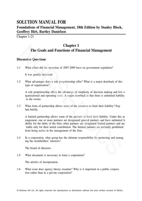 Answer Foundations Of Financial Management 14th Edition