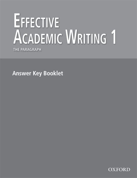Answer Key Booklet Effective Academic Writing 2 Ellecs