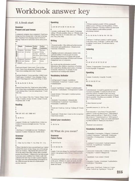 Answer Key Bridge Student 5 Unit 1