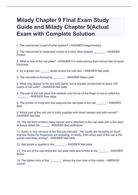 answer key chapters 9 milady cengage learning