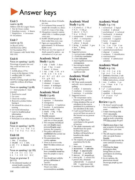 Answer Key Focus On Writing 2