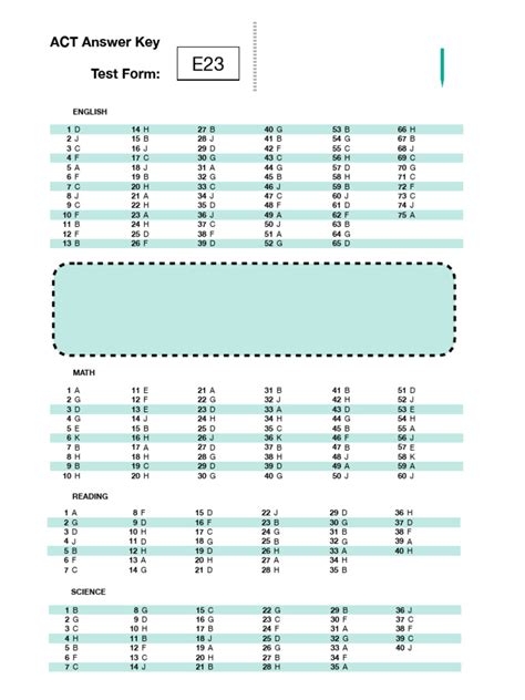 answer key for act form 0359f
