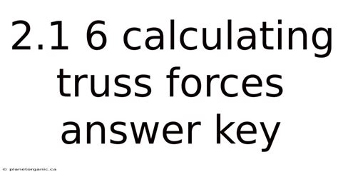 answer key for calculating truss forces
