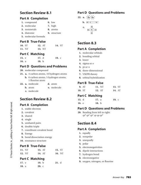 Answer Key For Chemistry Prentice Hall Review