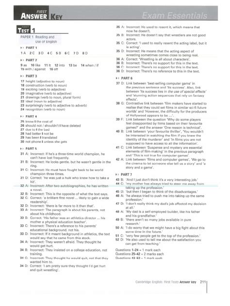 Answer Key For Complete Fce Workbook For Spanish Speakers 4