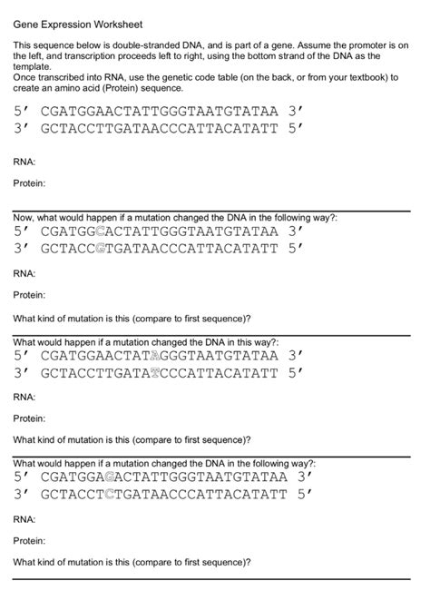 Answer Key For Gene Gateway Workbook