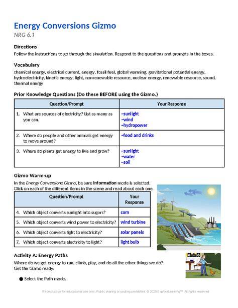 answer key for gizmo energy convection