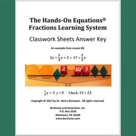 Answer Key For Hands On Equations