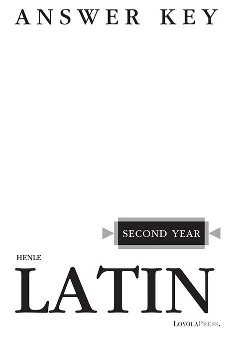 Answer Key For Henle Latin First Year