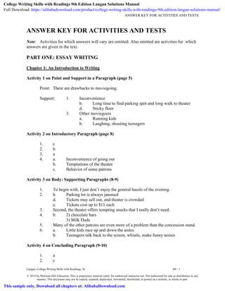 Answer Key For Langan College Writing Skills