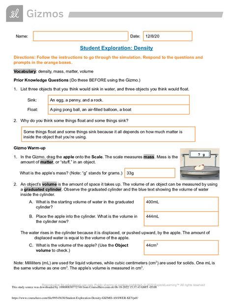 answer key for student exploration stoichiometry gizmo