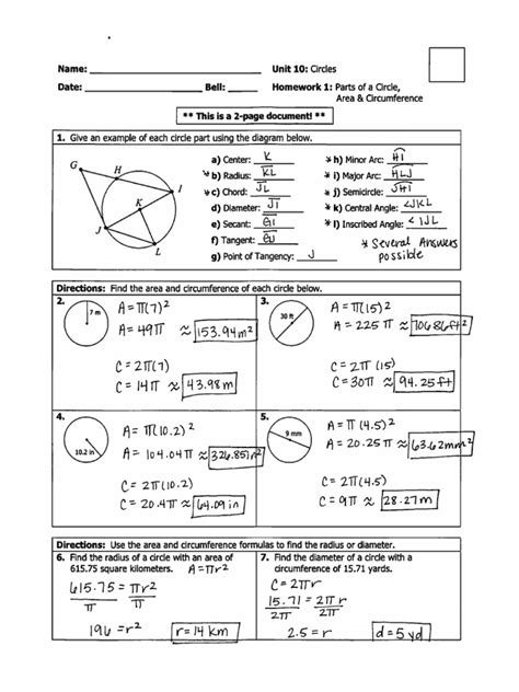 Answer Key Geometry Honors Work Florida Pdf