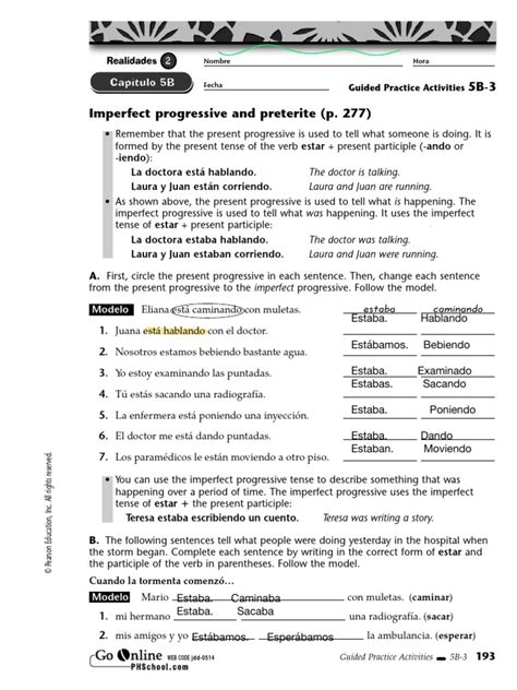 Answer Key Gramatica The Imperfect Tense
