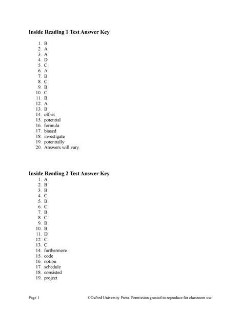 answer key inside 1 special edition